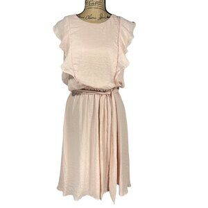 Mama Flutter Sleeve Dress Blush Pink Fabric Belt Size Small
